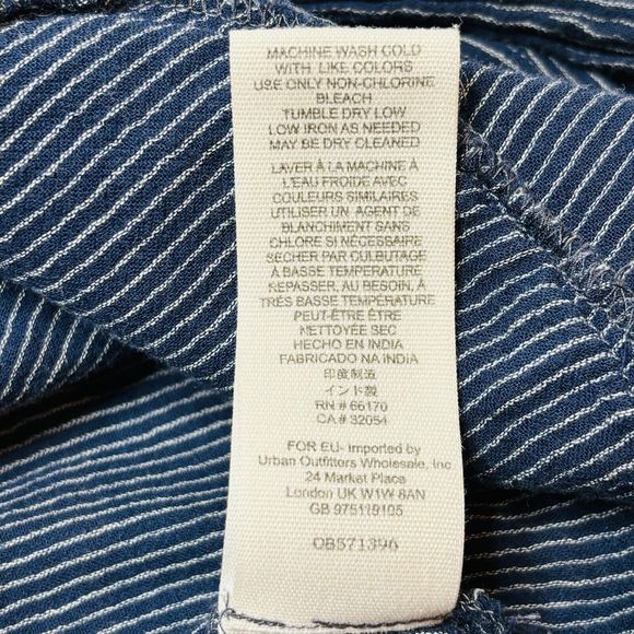 Free People Hearts And Colors Tunic Top SMALL Navy Blue Pin Stripe Sheer Floral - Picture 15 of 15